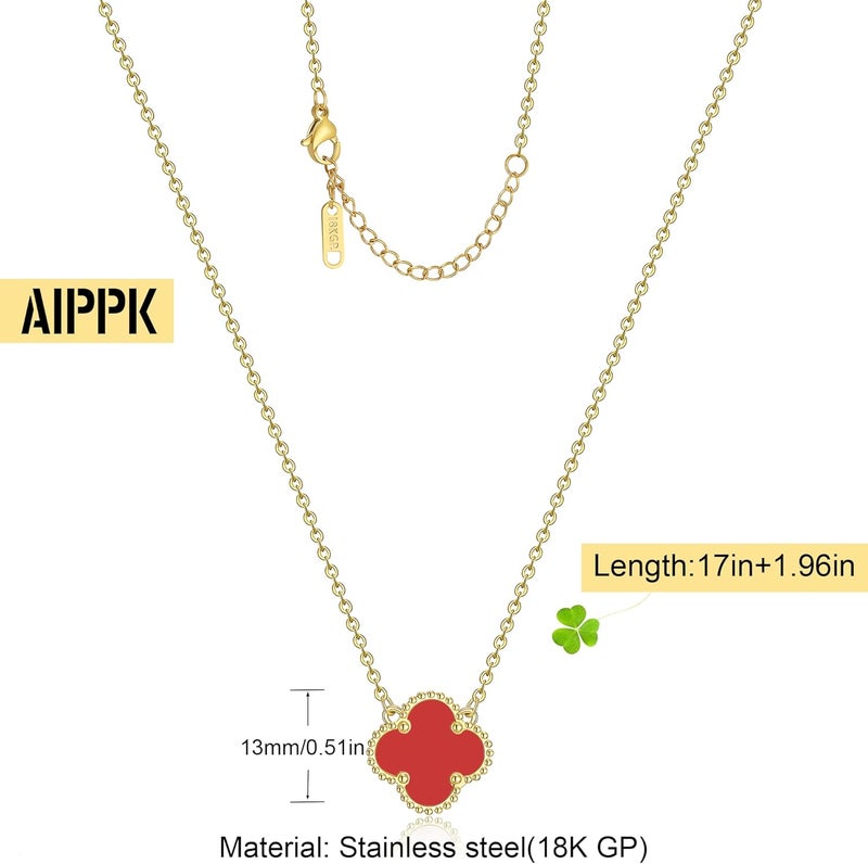 AIPPK Clover Pendant Necklace for Women 18K Gold Plated Four Leaf Clover Necklaces Lucky Simple Jewelry Gifts for Women - Image 2